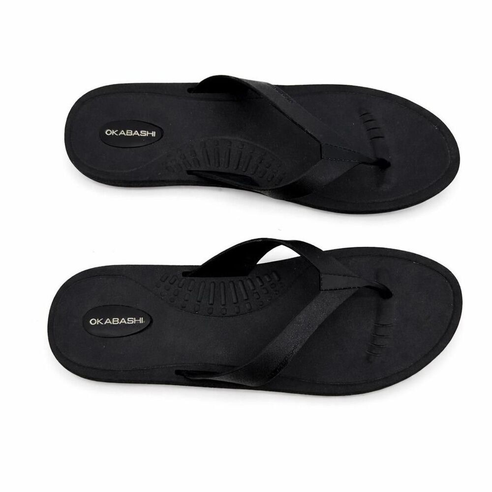 Okabashi Black Womens Sandals Comfort Thong Flip Flop USA Large